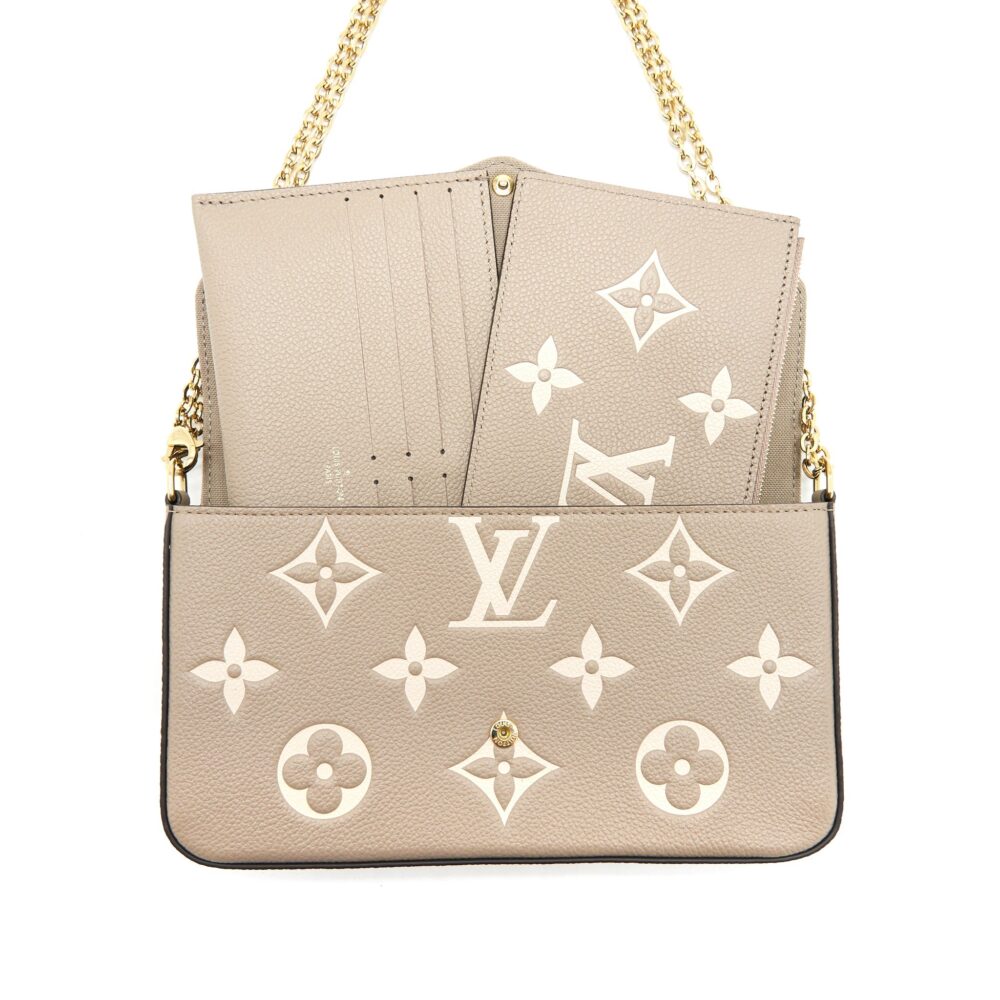 AAA Replica Louis Vuitton LV FELICIE POCHETTE TOURTERELLE/CREME GHW