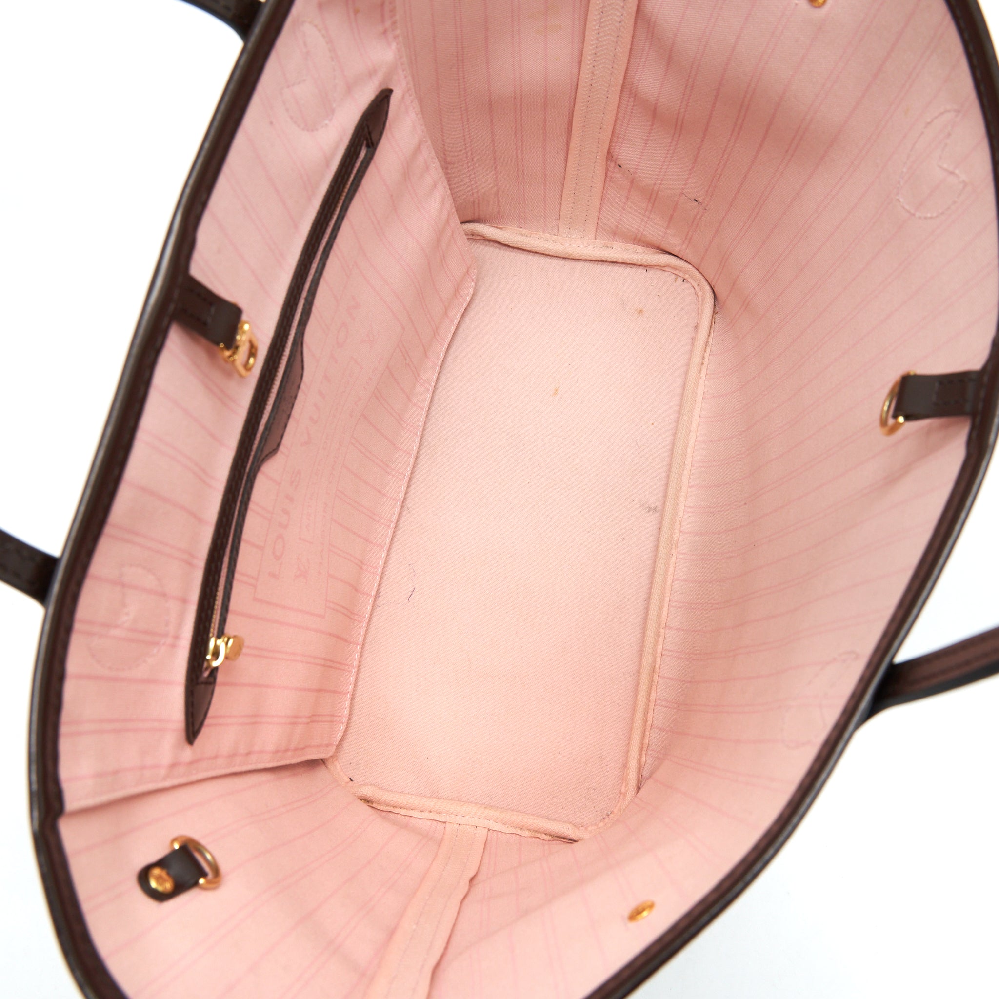 AAA Replica Louis Vuitton LV NEVERFULL MM DAMIER EBENE CANVAS /ROSE BALLERINE