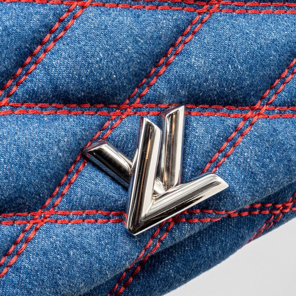 AAA Replica Louis Vuitton LV MALLETAHE GO-14 MM BAG DENIM/LEATHER BLUE/RED SHW