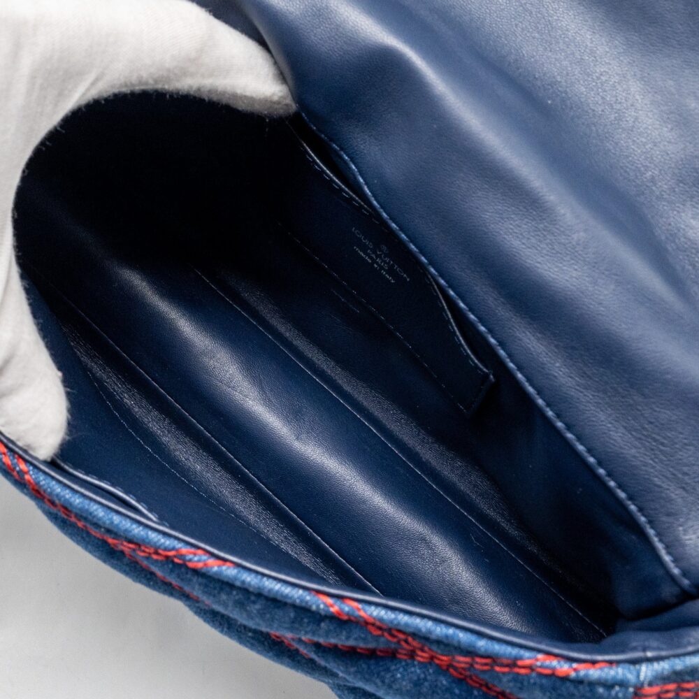 AAA Replica Louis Vuitton LV MALLETAHE GO-14 MM BAG DENIM/LEATHER BLUE/RED SHW