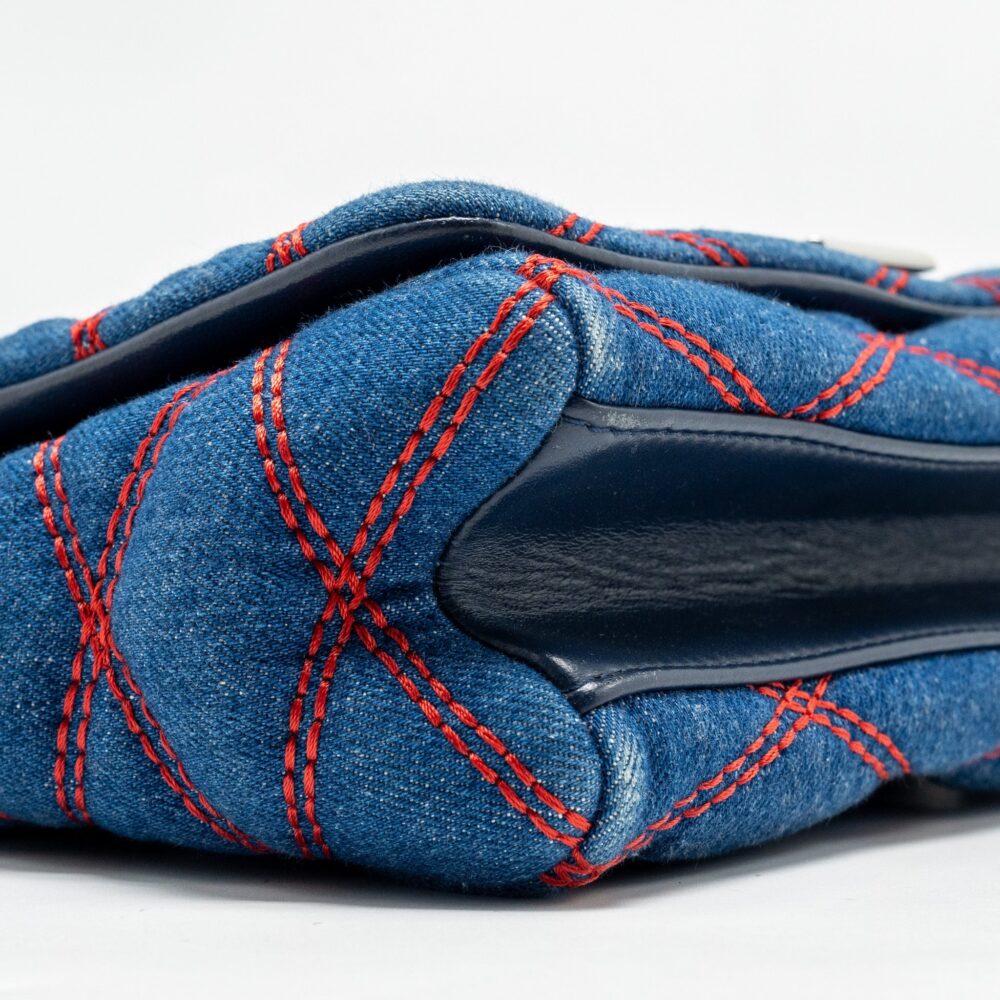 AAA Replica Louis Vuitton LV MALLETAHE GO-14 MM BAG DENIM/LEATHER BLUE/RED SHW