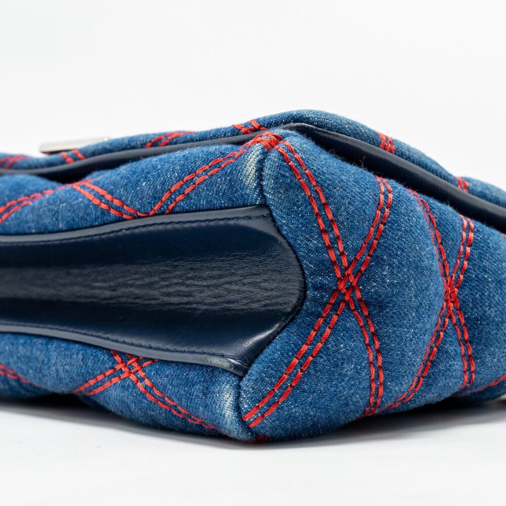 AAA Replica Louis Vuitton LV MALLETAHE GO-14 MM BAG DENIM/LEATHER BLUE/RED SHW