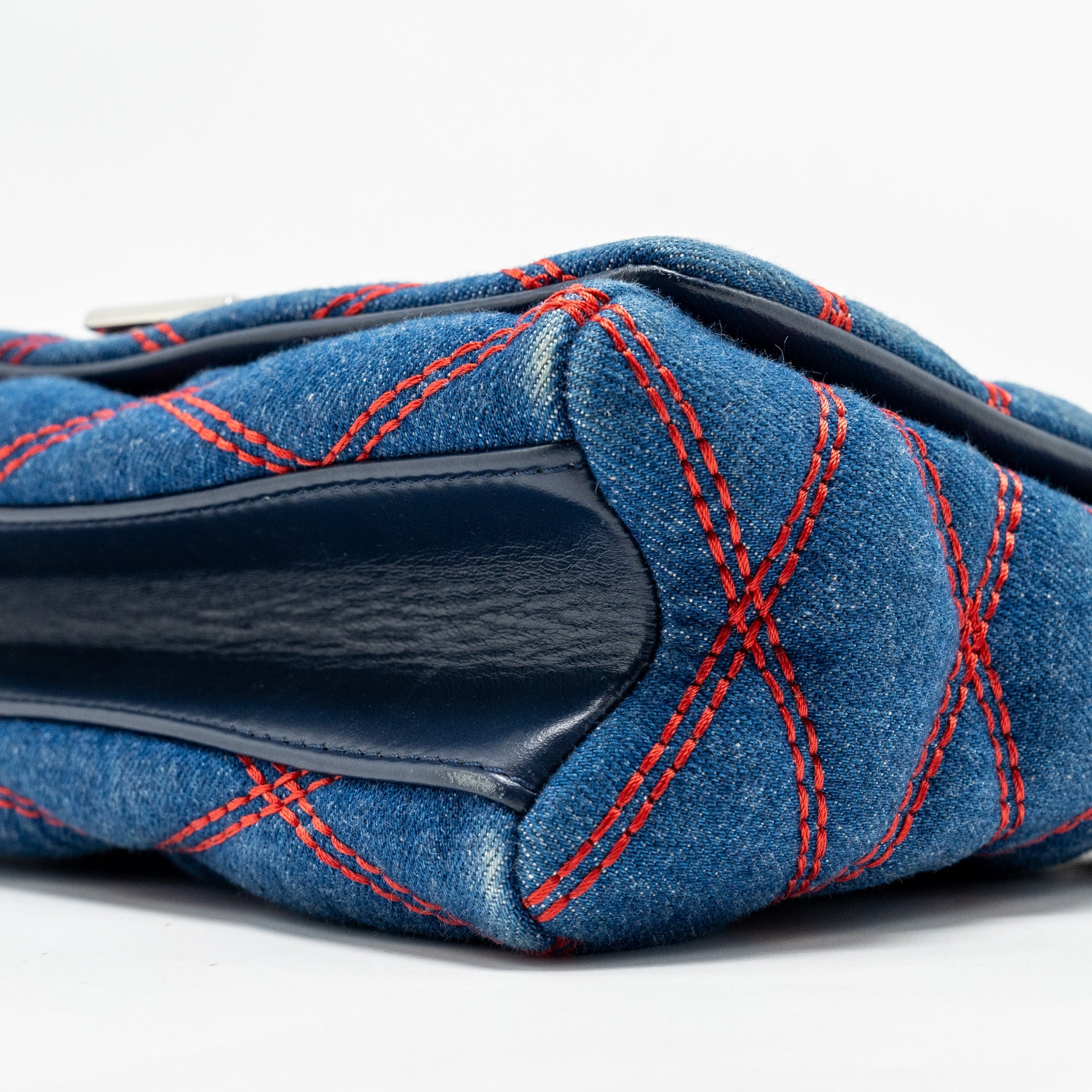 AAA Replica Louis Vuitton LV MALLETAHE GO-14 MM BAG DENIM/LEATHER BLUE/RED SHW