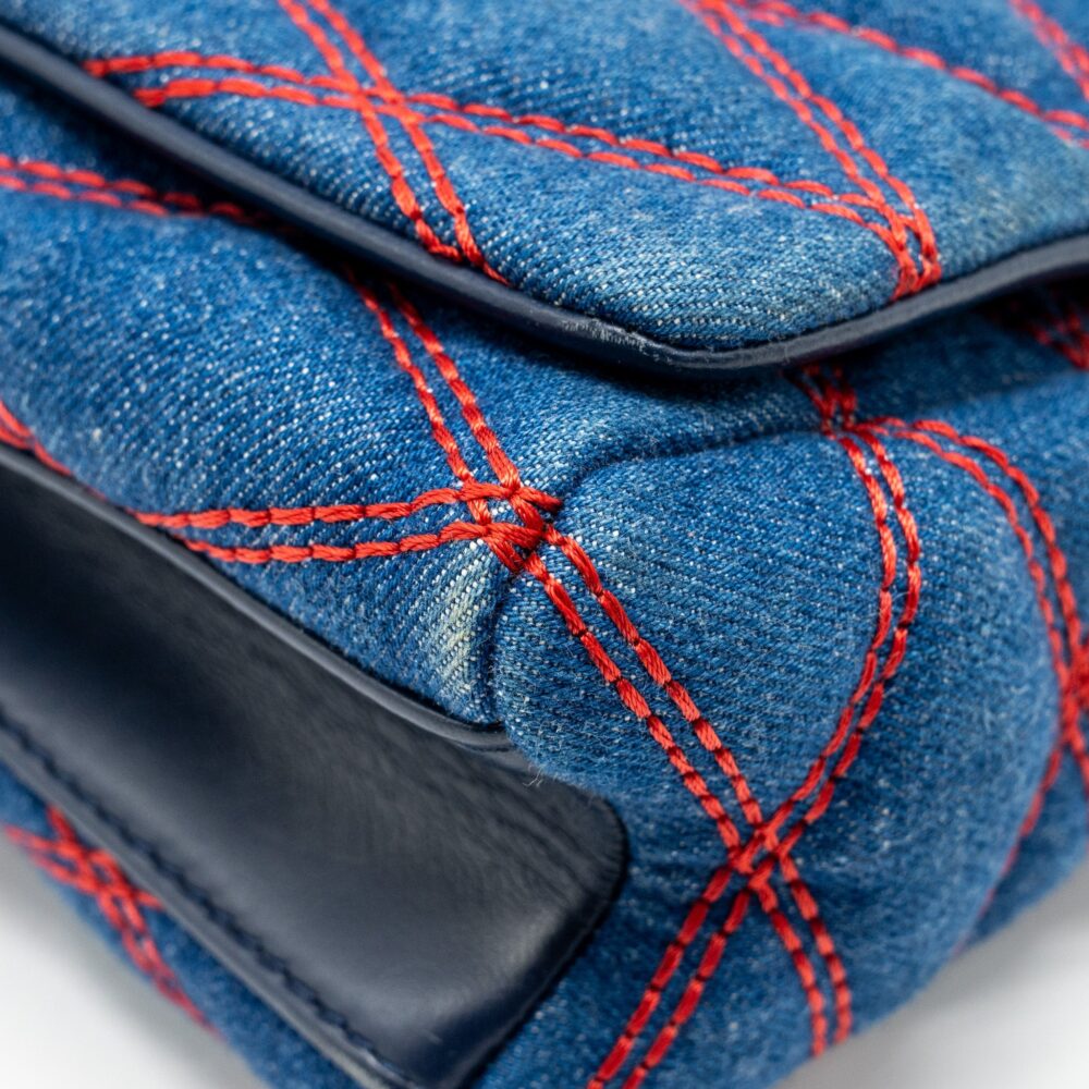 AAA Replica Louis Vuitton LV MALLETAHE GO-14 MM BAG DENIM/LEATHER BLUE/RED SHW