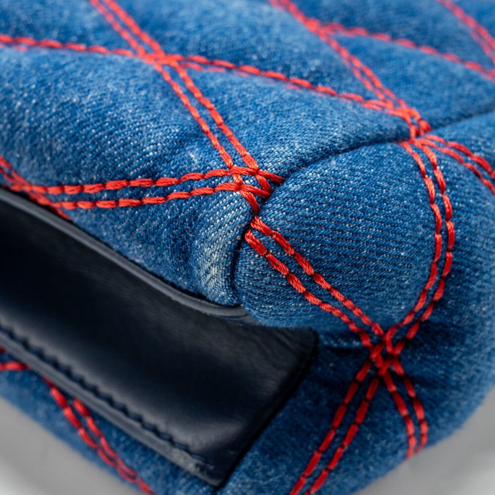 AAA Replica Louis Vuitton LV MALLETAHE GO-14 MM BAG DENIM/LEATHER BLUE/RED SHW