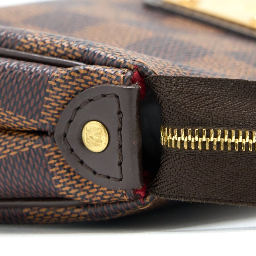 AAA Replica Louis Vuitton LV EVA CLUTCH DAMIER EBENE GHW