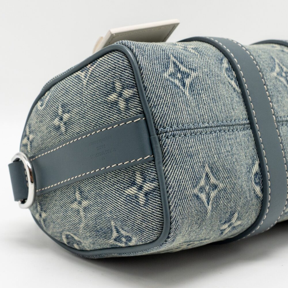 AAA Replica Louis Vuitton LV KEEPALL BANDOULIERE 25 WASHED DENIM CANVAS BLUE SHW