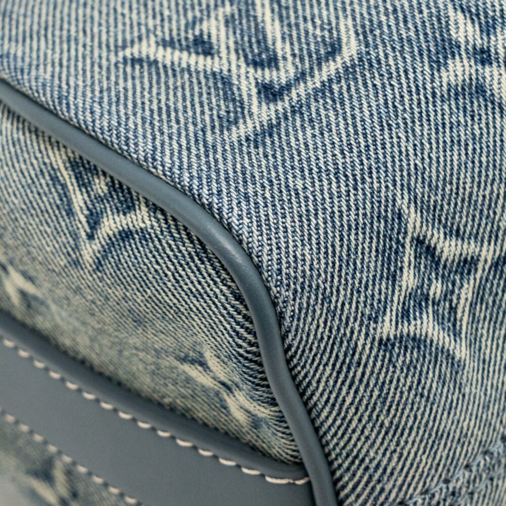 AAA Replica Louis Vuitton LV KEEPALL BANDOULIERE 25 WASHED DENIM CANVAS BLUE SHW