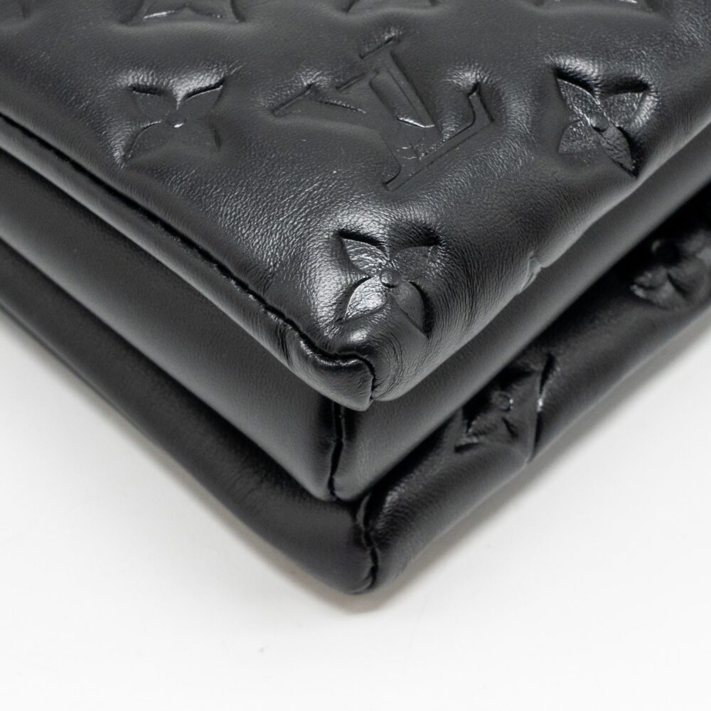 AAA Replica Louis Vuitton LV COUSSIN MM MONOGRAM-EMBOSSED PUFFY LAMBSKIN BLACK GHW