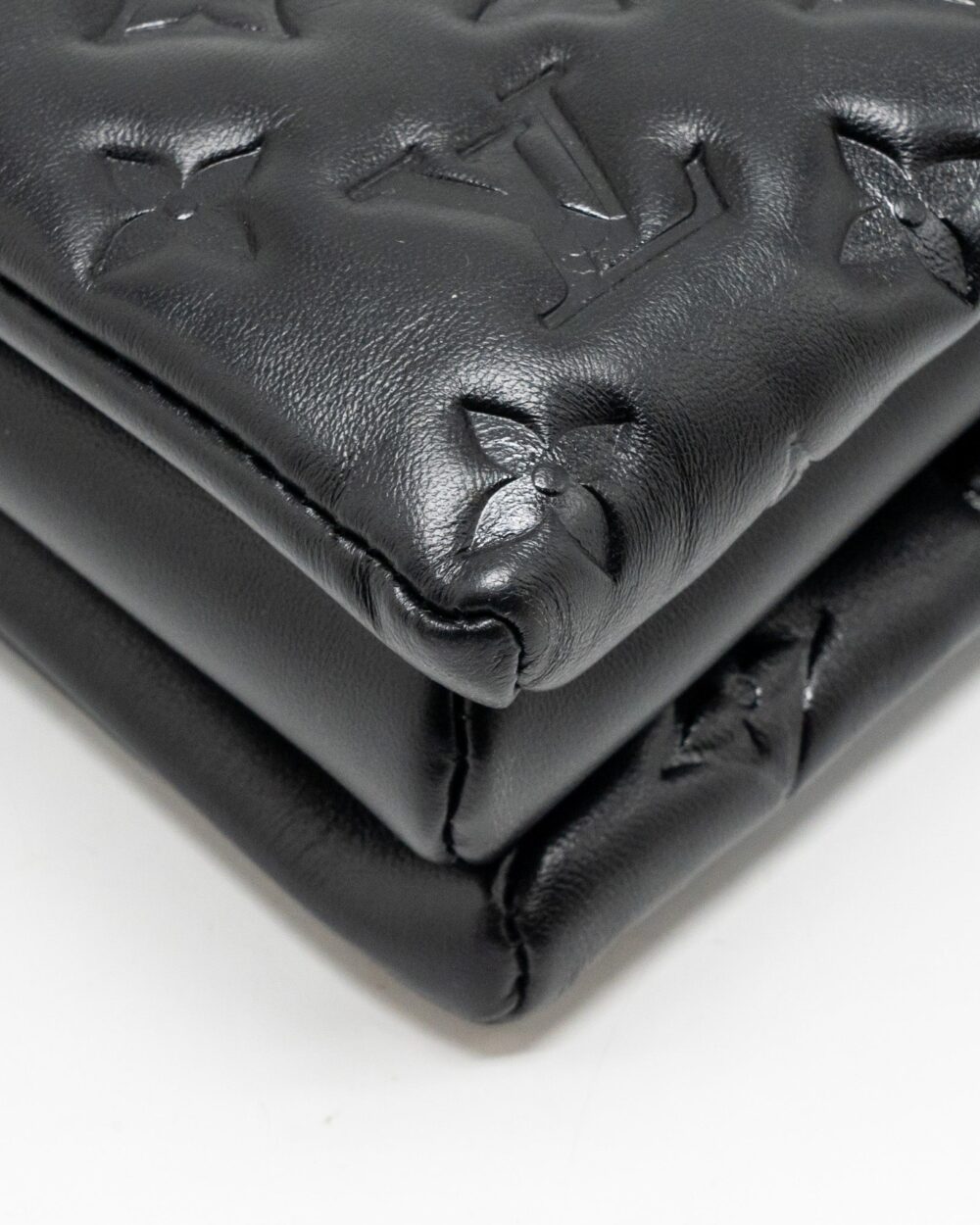 AAA Replica Louis Vuitton LV COUSSIN MM MONOGRAM-EMBOSSED PUFFY LAMBSKIN BLACK GHW
