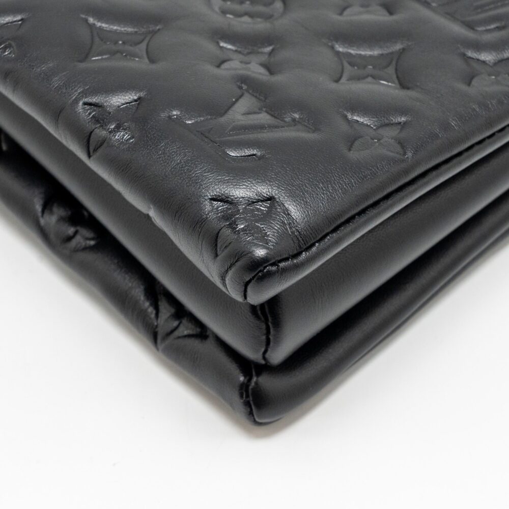 AAA Replica Louis Vuitton LV COUSSIN MM MONOGRAM-EMBOSSED PUFFY LAMBSKIN BLACK GHW