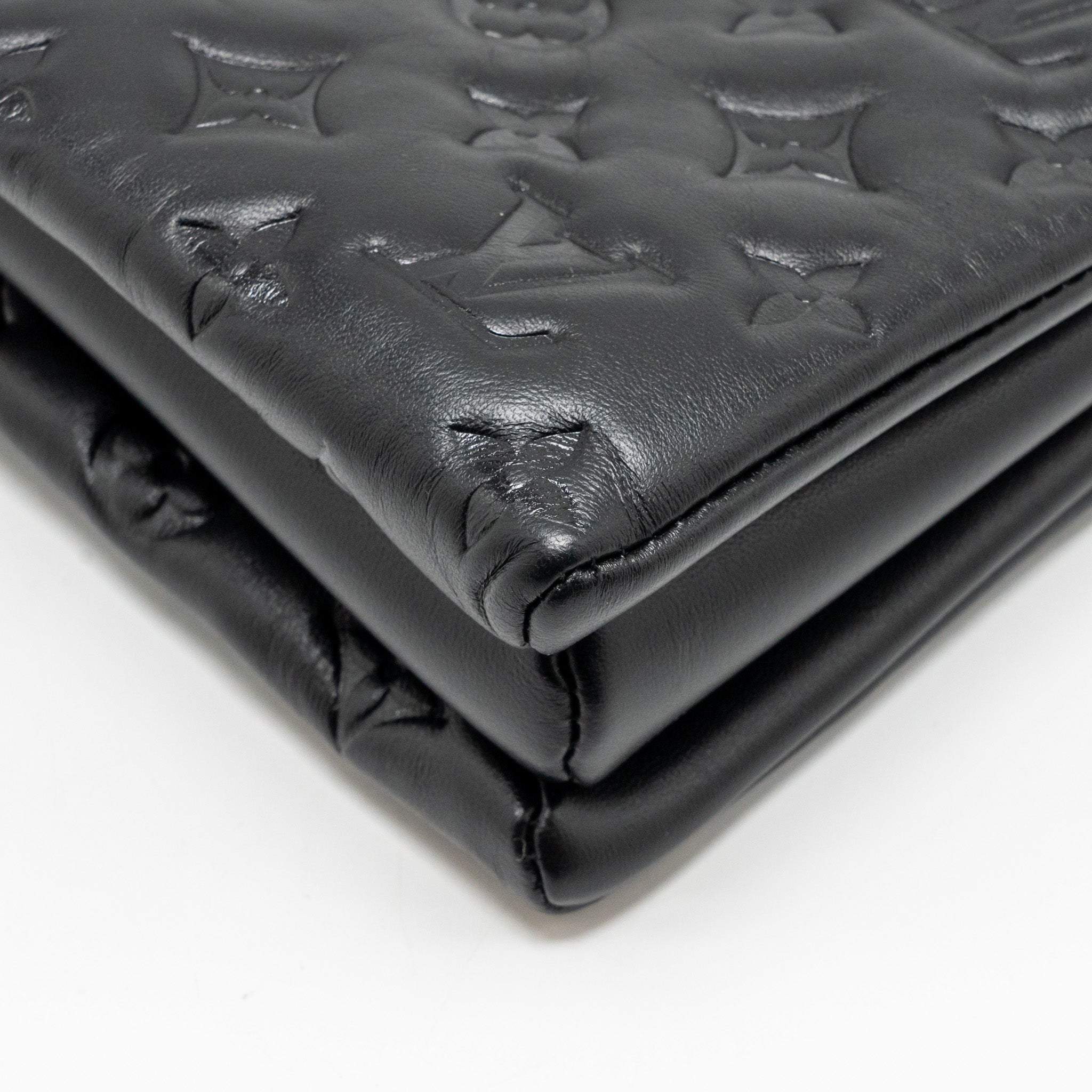 AAA Replica Louis Vuitton LV COUSSIN MM MONOGRAM-EMBOSSED PUFFY LAMBSKIN BLACK GHW