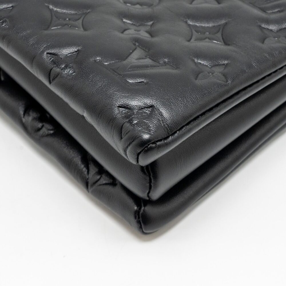AAA Replica Louis Vuitton LV COUSSIN MM MONOGRAM-EMBOSSED PUFFY LAMBSKIN BLACK GHW