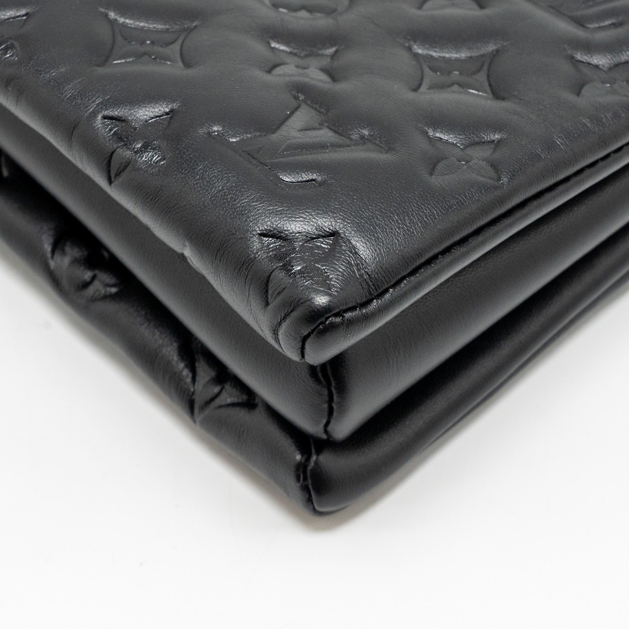 AAA Replica Louis Vuitton LV COUSSIN MM MONOGRAM-EMBOSSED PUFFY LAMBSKIN BLACK GHW
