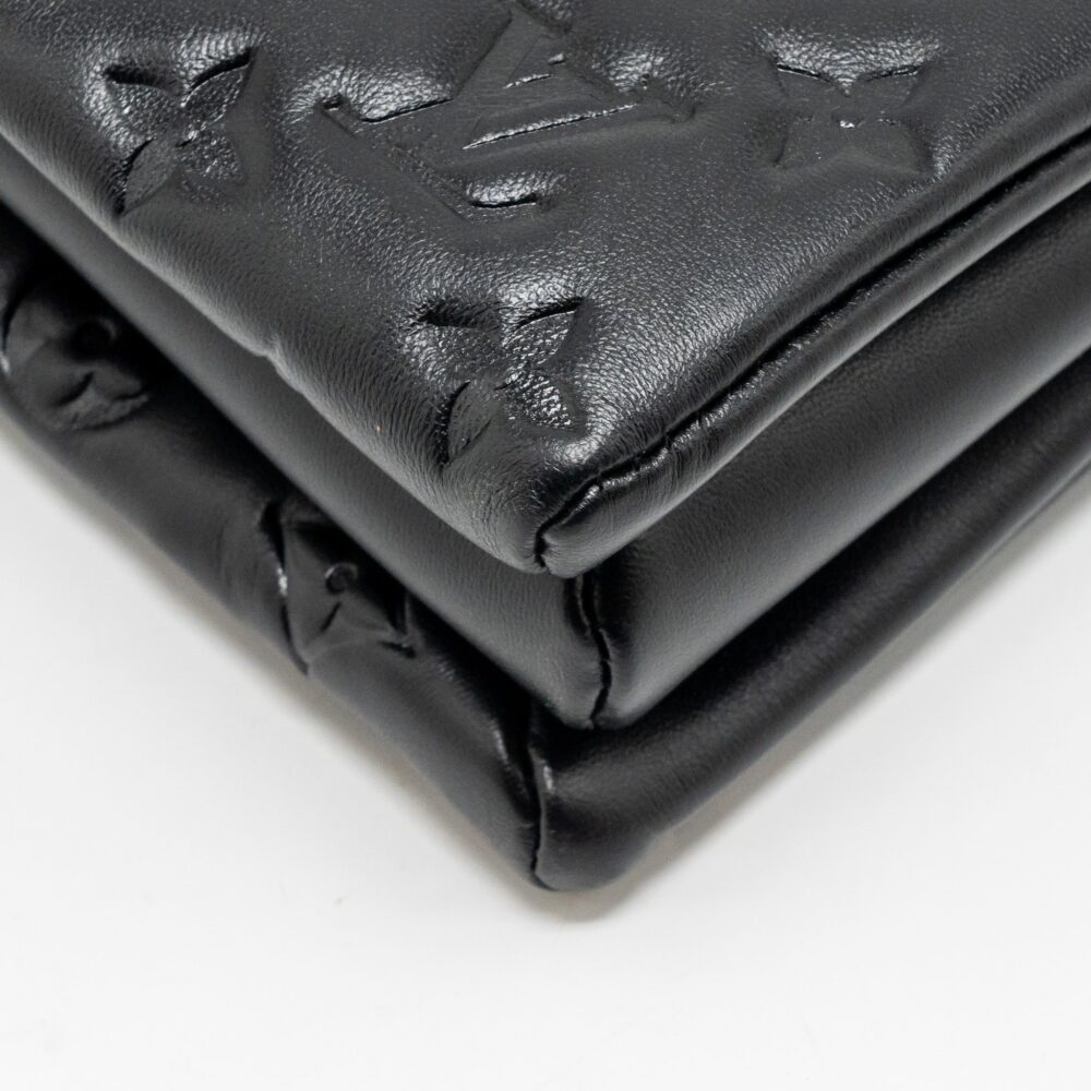 AAA Replica Louis Vuitton LV COUSSIN MM MONOGRAM-EMBOSSED PUFFY LAMBSKIN BLACK GHW