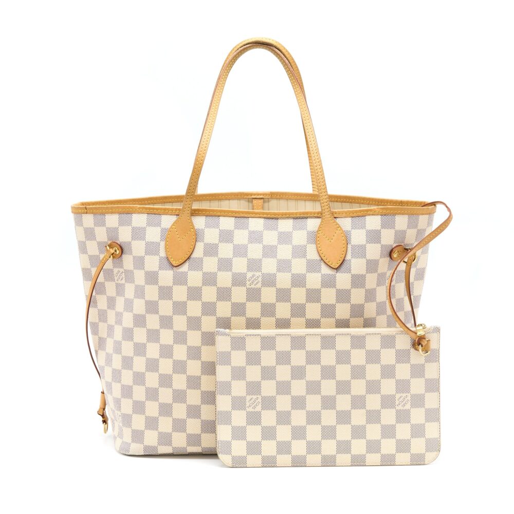 AAA Replica Louis Vuitton LV NEVERFULL MM DAMIER AZUR GHW