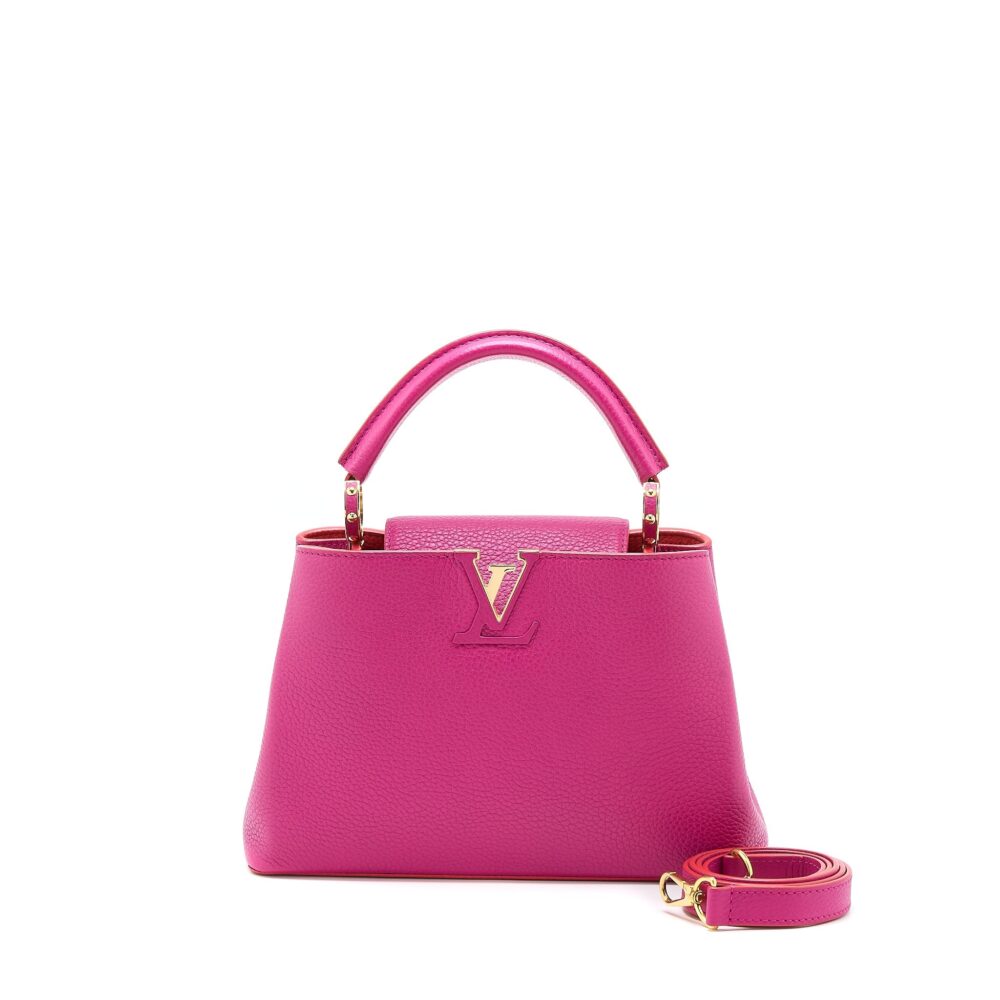 AAA Replica Louis Vuitton LV CAPUCINES BB CALFSKIN PINK/BRIGHT ORANGE GHW