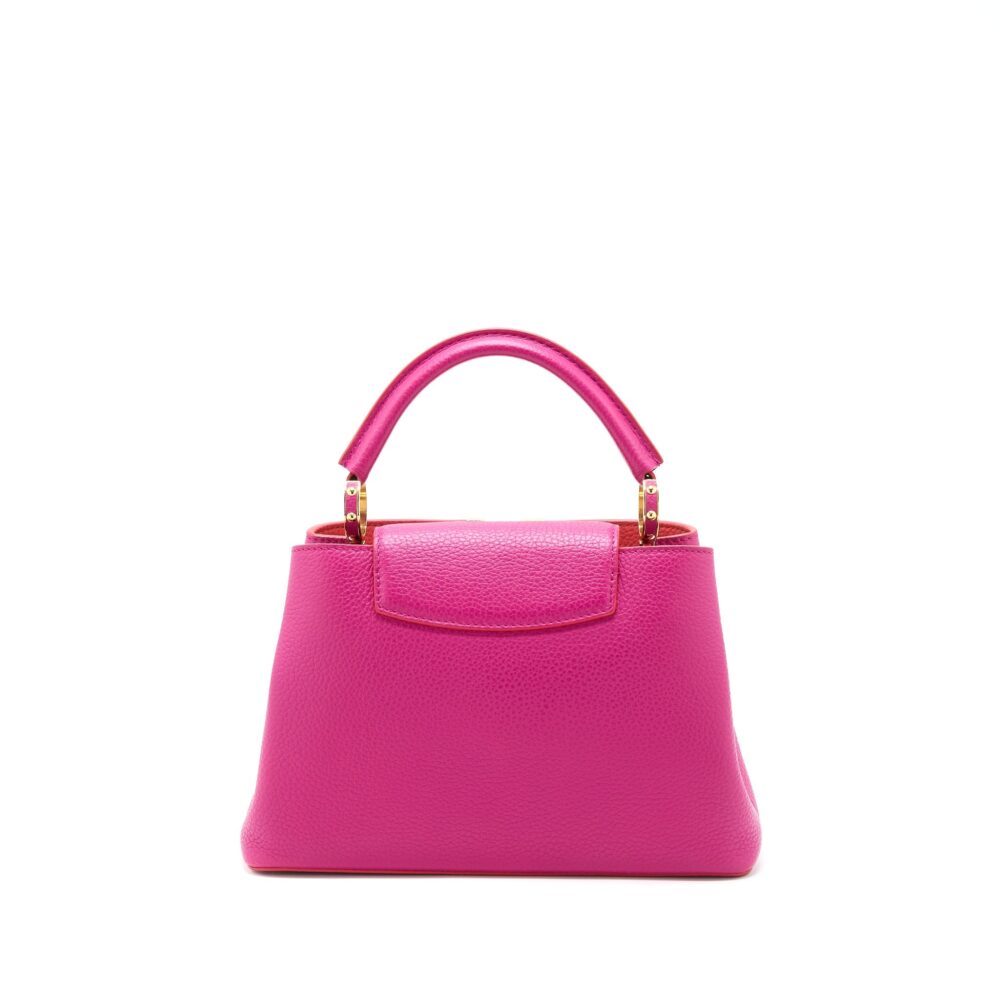 AAA Replica Louis Vuitton LV CAPUCINES BB CALFSKIN PINK/BRIGHT ORANGE GHW