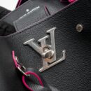 AAA Replica Louis Vuitton LV LOCKME BUCKET BAG CALFSKIN BLACK/PINK SHW