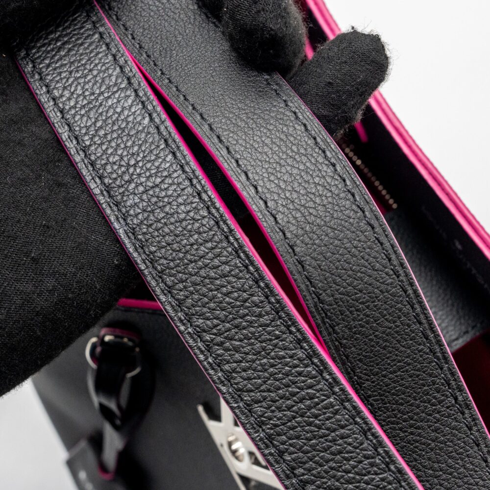 AAA Replica Louis Vuitton LV LOCKME BUCKET BAG CALFSKIN BLACK/PINK SHW