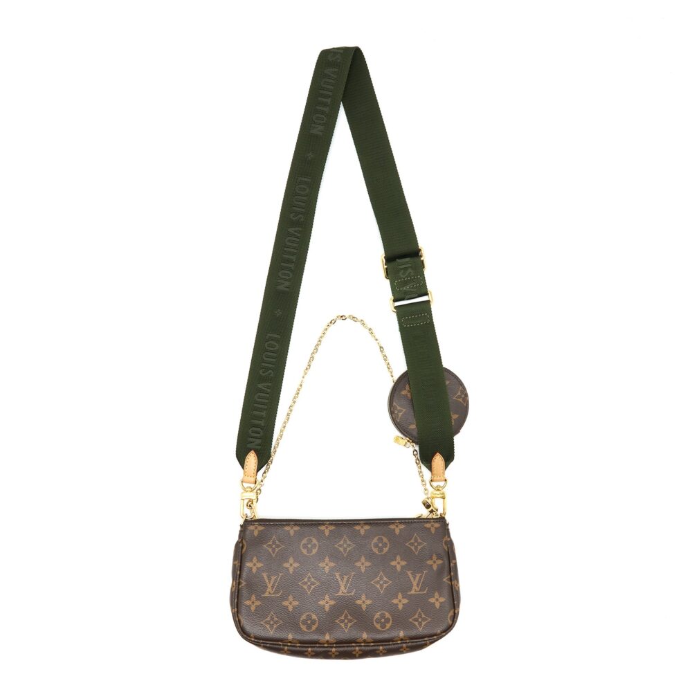 AAA Replica Louis Vuitton LV MULTI POCHETTE KAHKI STRAP MONOGRAM GHW