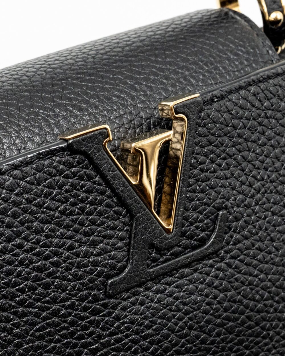 AAA Replica Louis Vuitton LV CAPUCINES BB WITH MONOGRAM FLOWER EMBELLISHMENTS TAURILLON BLACK GHW