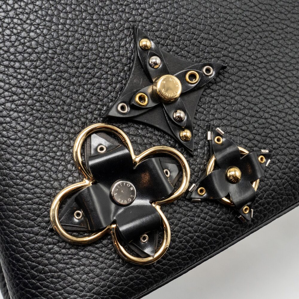 AAA Replica Louis Vuitton LV CAPUCINES BB WITH MONOGRAM FLOWER EMBELLISHMENTS TAURILLON BLACK GHW