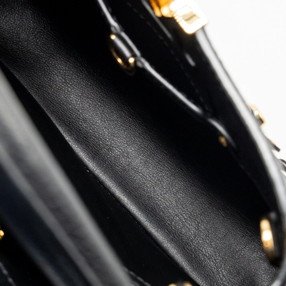 AAA Replica Louis Vuitton LV CAPUCINES BB WITH MONOGRAM FLOWER EMBELLISHMENTS TAURILLON BLACK GHW