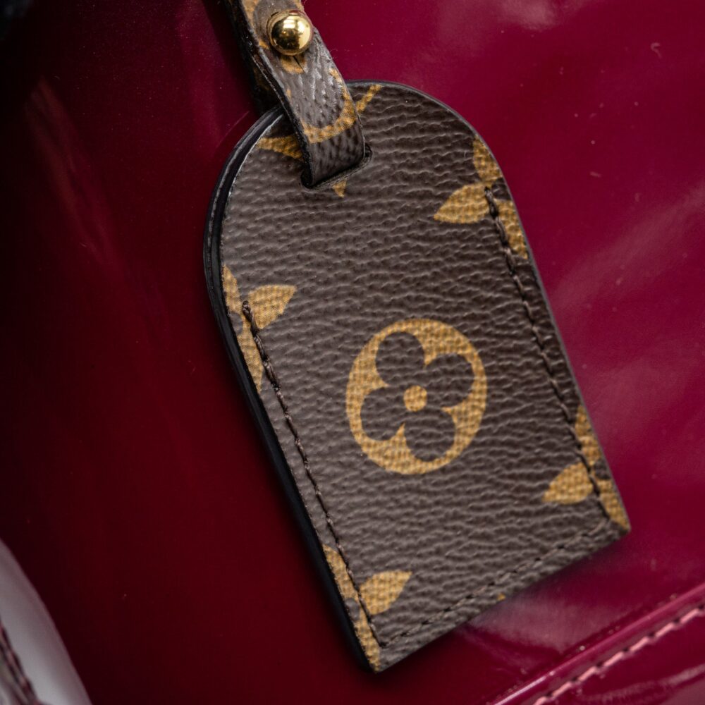 AAA Replica Louis Vuitton LV ALMA BB VERNI MIROIR PATENT DARK PINK GHW
