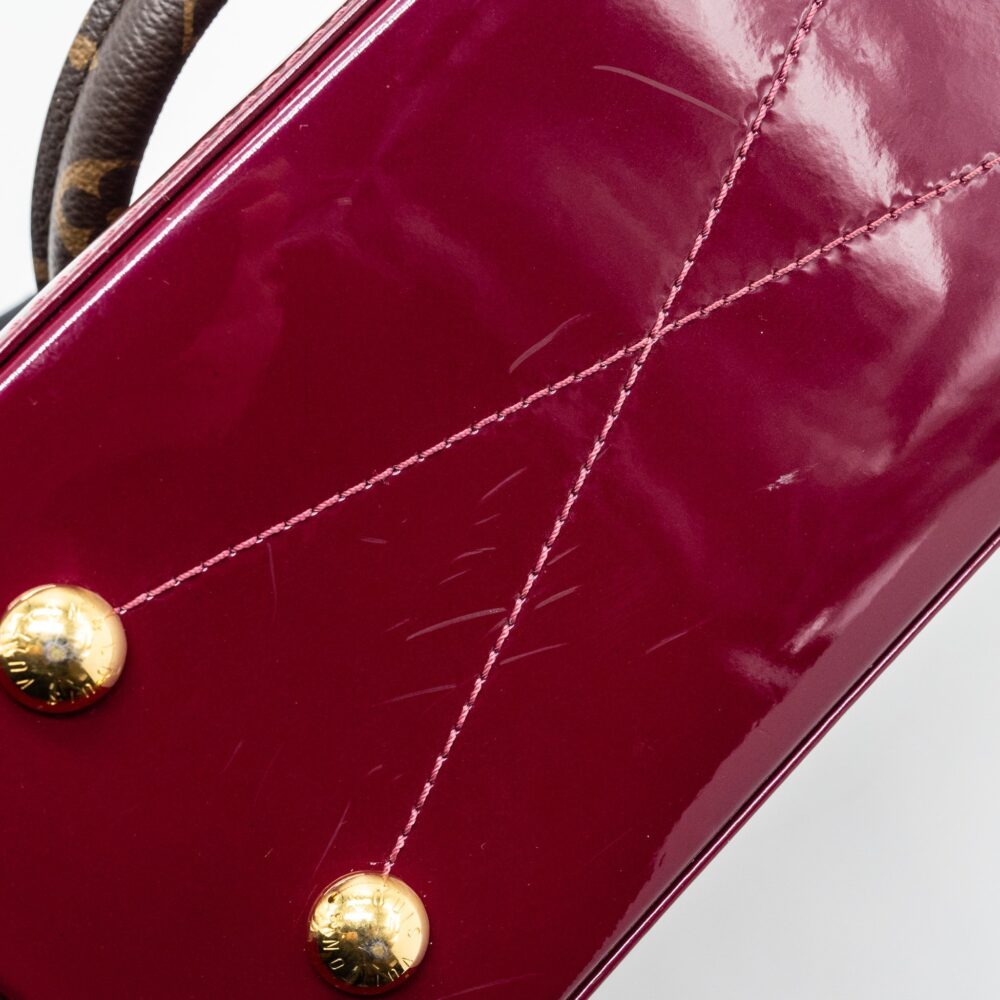 AAA Replica Louis Vuitton LV ALMA BB VERNI MIROIR PATENT DARK PINK GHW