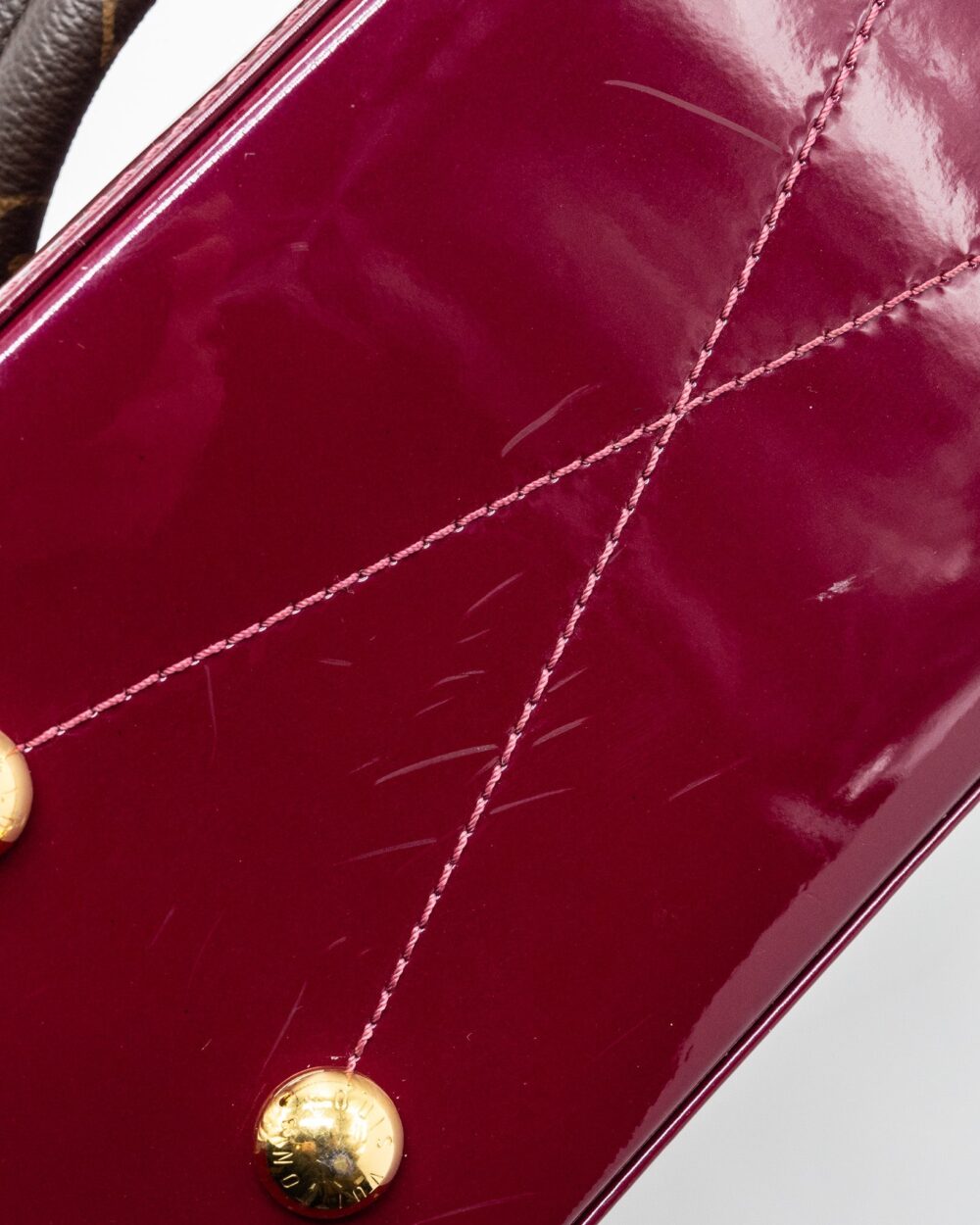 AAA Replica Louis Vuitton LV ALMA BB VERNI MIROIR PATENT DARK PINK GHW