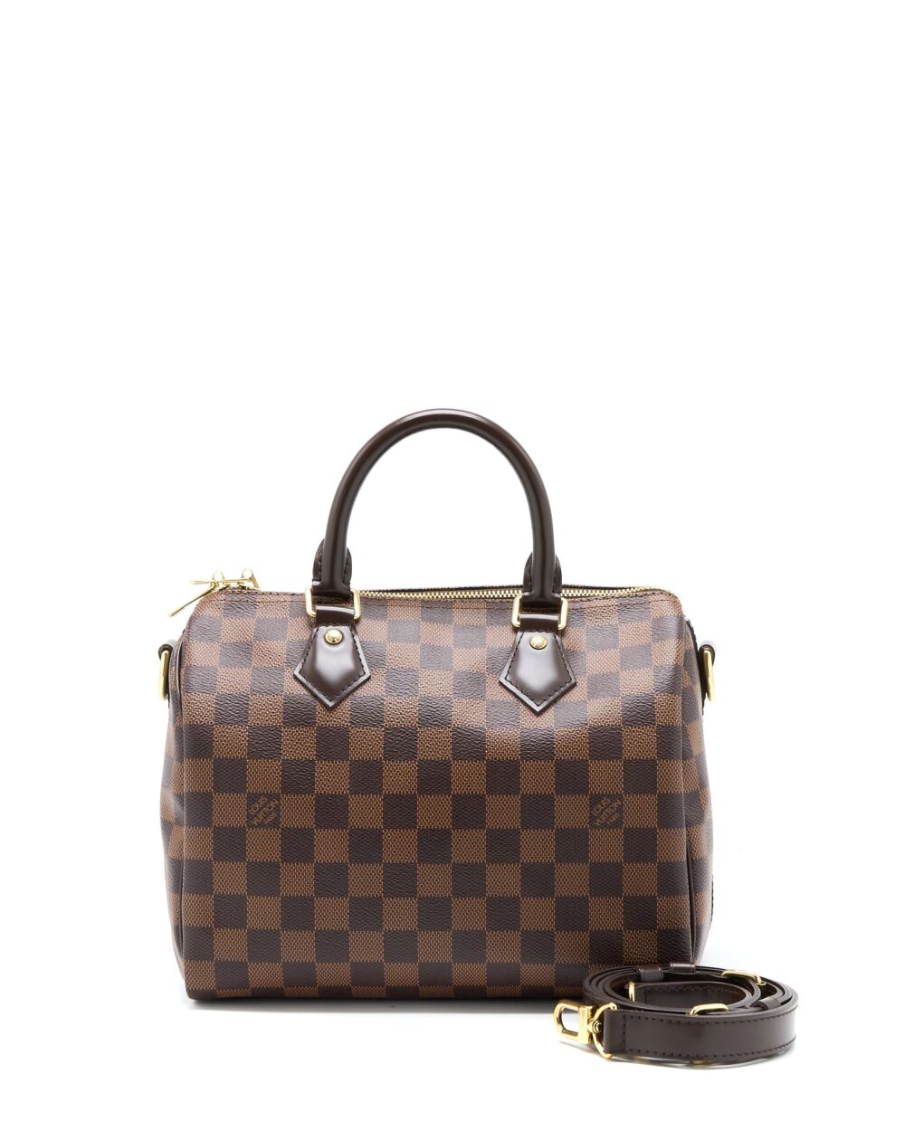 AAA Replica Louis Vuitton LV SPEEDY BANDOULIERE 25 DAMIER EBENE CANVAS GHW