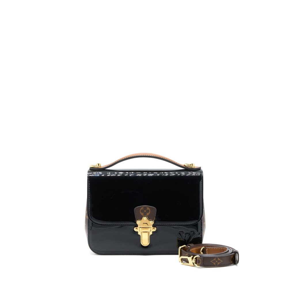 AAA Replica Louis Vuitton LV CHERRYWOOD BB PATENT/MONOGRAM CANVAS BLACK GHW