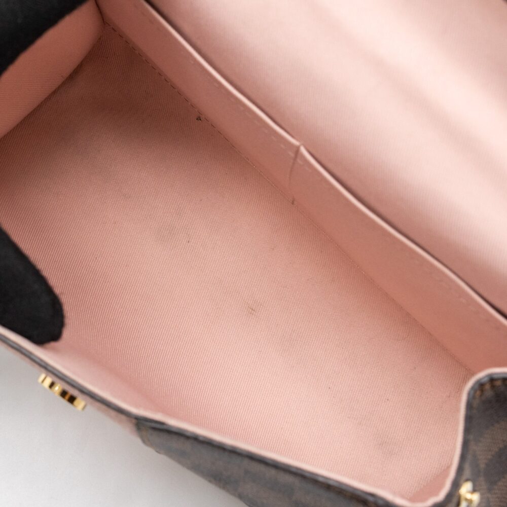 AAA Replica Louis Vuitton LV CLUNY BB DAMIER EBENE/PINK GHW