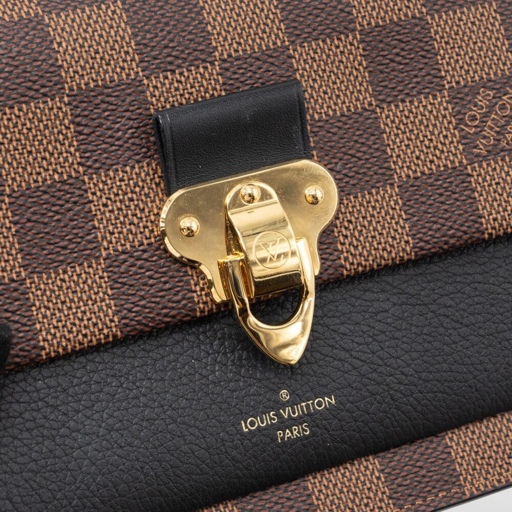 AAA Replica Louis Vuitton LV VAVIN CHAIN WALLET DAMIER EBENE/BLACK GHW (NEW VERSION)
