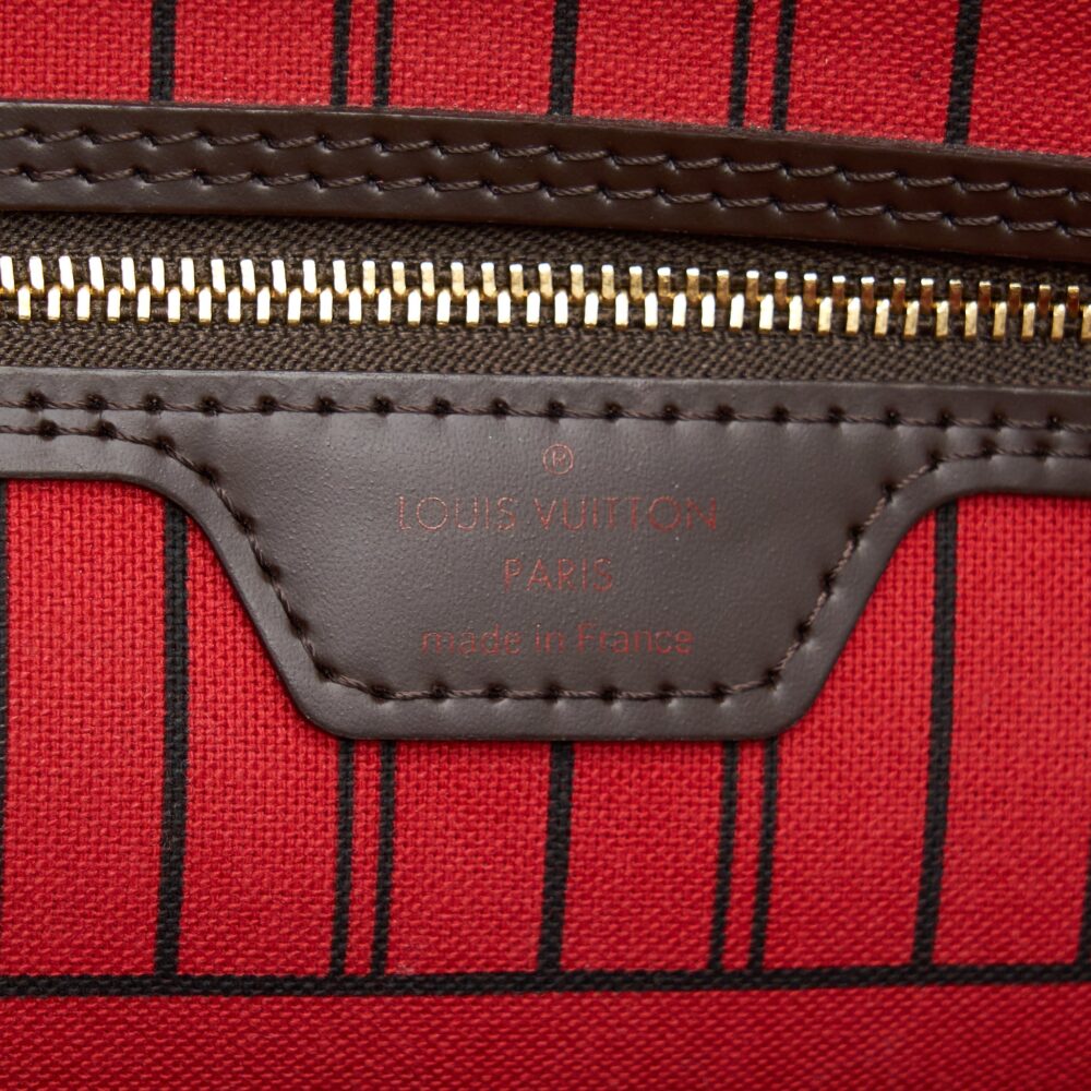 AAA Replica Louis Vuitton LV NEVERFULL MM DAMIER EBENE CHERRY GHW