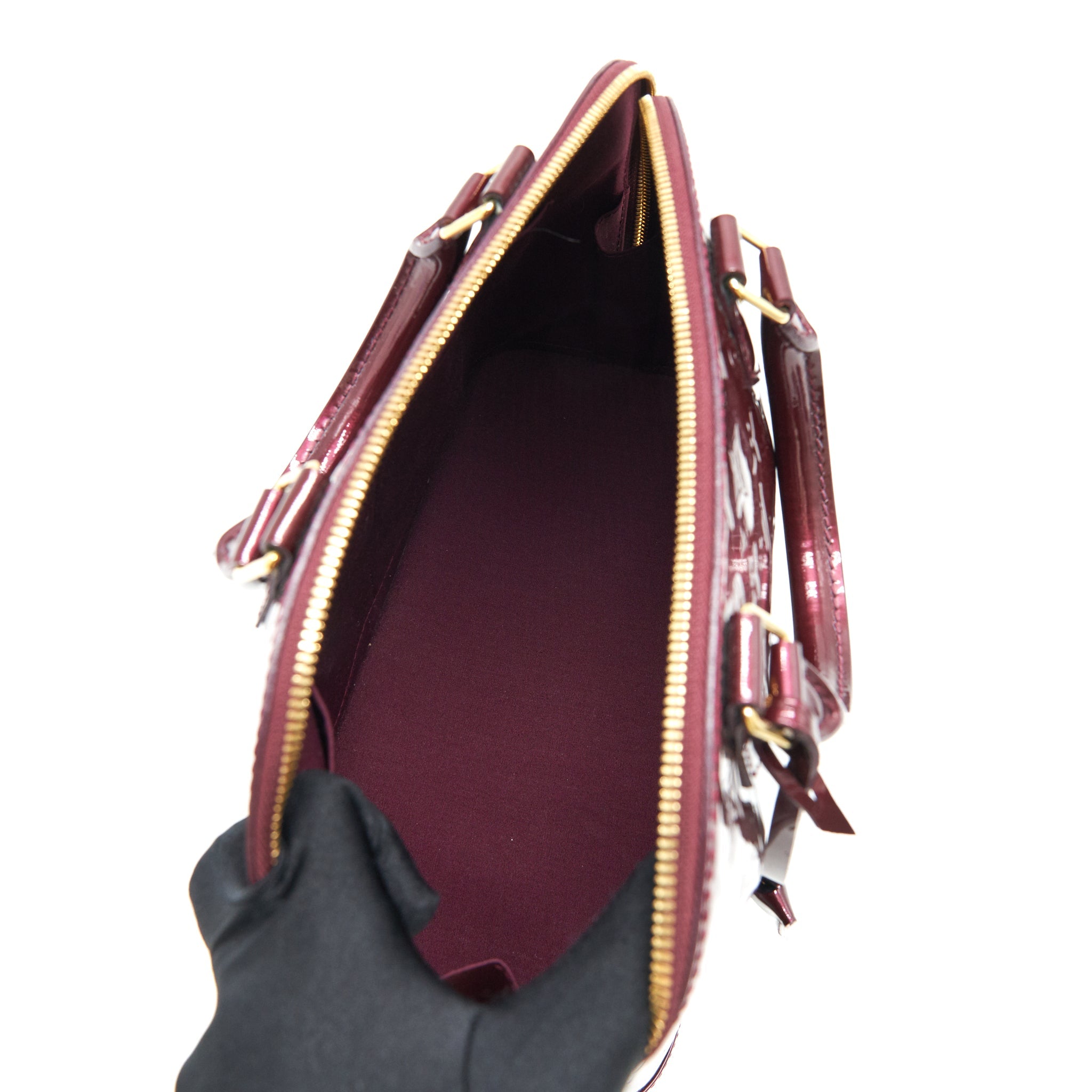 AAA Replica Louis Vuitton LV ALMA PM PATENT LEATHER AMARANTE GHW