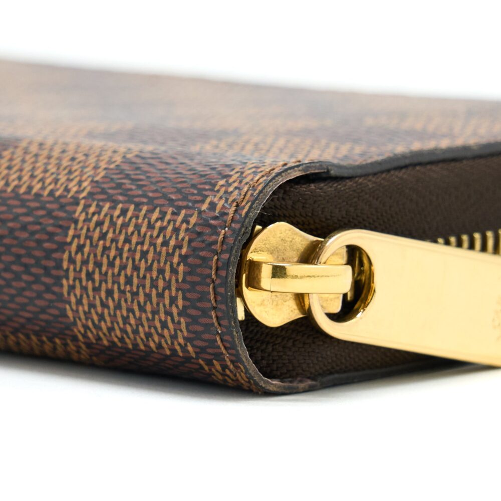 AAA Replica Louis Vuitton LV ZIPPY WALLET DAMIER EBENE CANVAS/ ROSE BALLERINE GHW