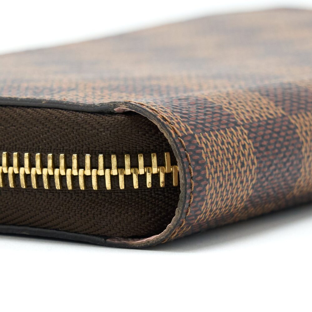 AAA Replica Louis Vuitton LV ZIPPY WALLET DAMIER EBENE CANVAS/ ROSE BALLERINE GHW
