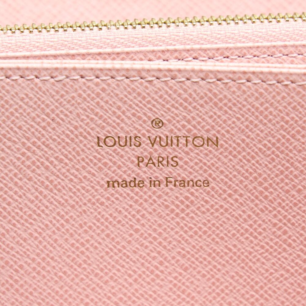 AAA Replica Louis Vuitton LV ZIPPY WALLET DAMIER EBENE CANVAS/ ROSE BALLERINE GHW