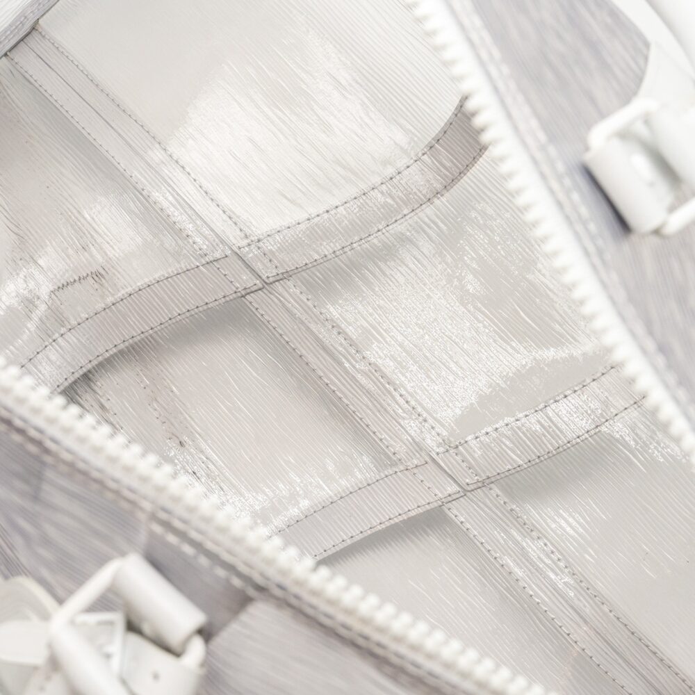 AAA Replica Louis Vuitton LV WAVY KEEPALL 50 EPI PLAGE WHITE