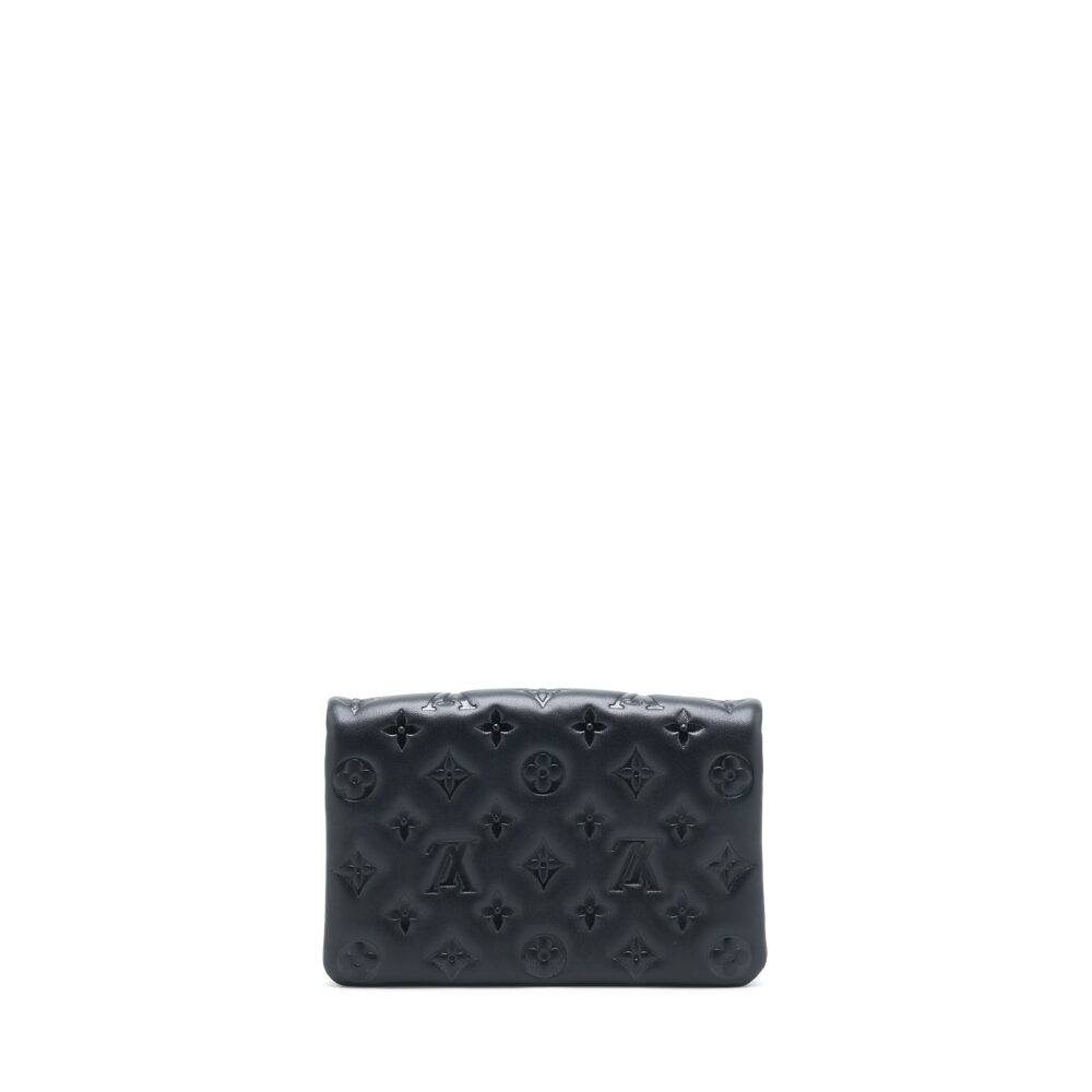 AAA Replica Louis Vuitton LV POCHETTE COUSSIN MONOGRAM-EMBOSSED LAMBSKIN BLACK GHW