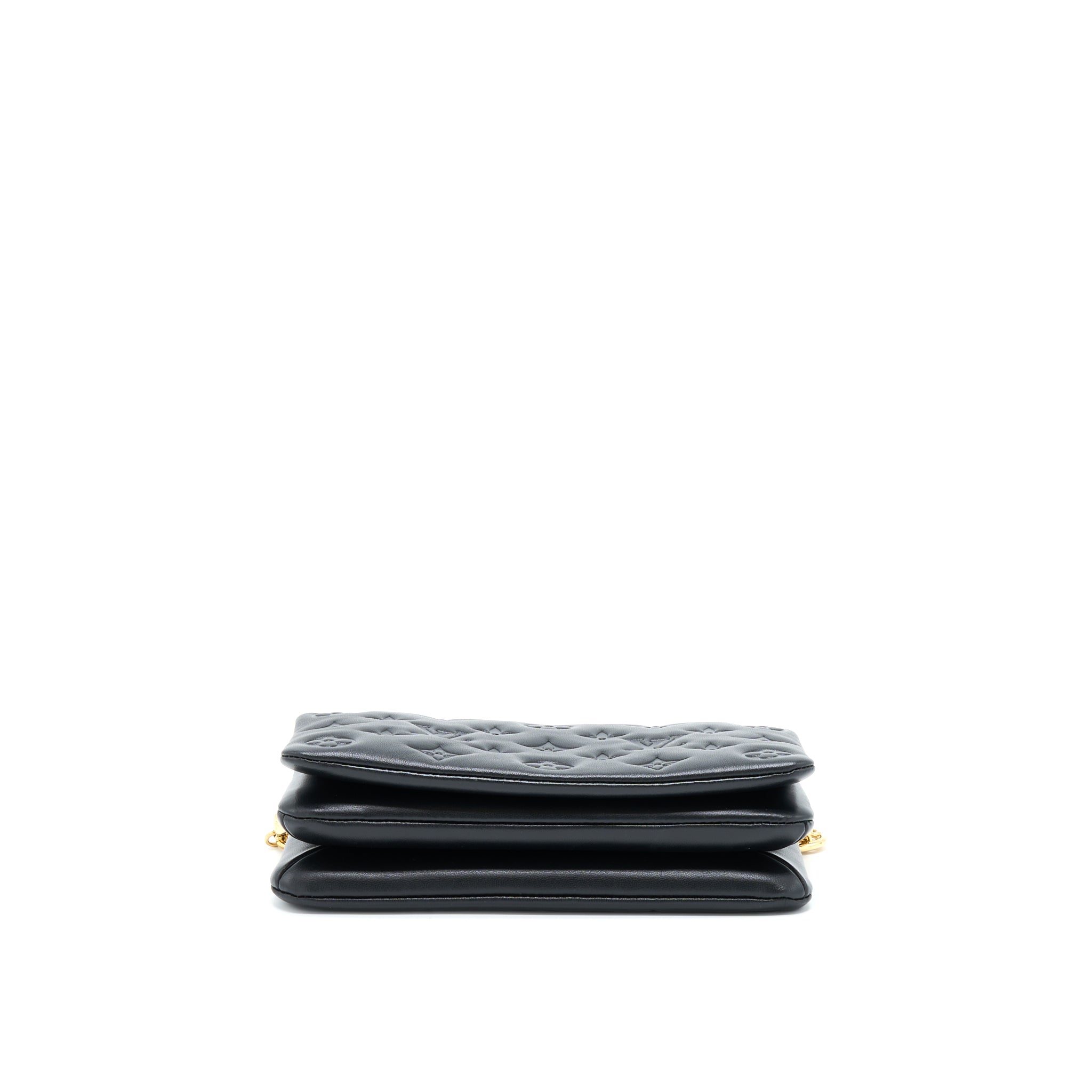 AAA Replica Louis Vuitton LV POCHETTE COUSSIN MONOGRAM-EMBOSSED LAMBSKIN BLACK GHW