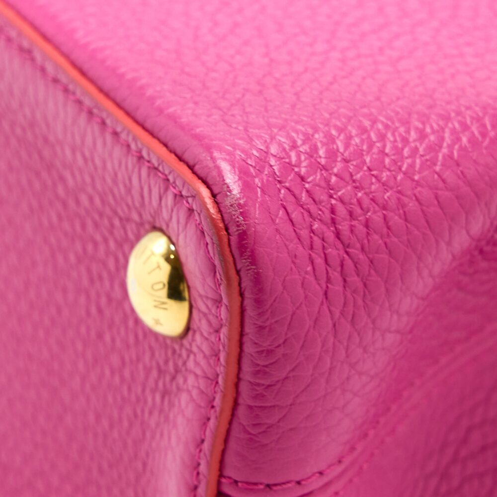 AAA Replica Louis Vuitton LV CAPUCINES BB CALFSKIN PINK/BRIGHT ORANGE GHW