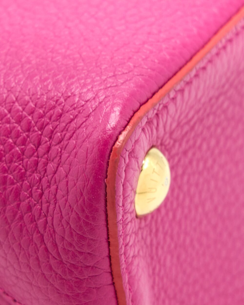 AAA Replica Louis Vuitton LV CAPUCINES BB CALFSKIN PINK/BRIGHT ORANGE GHW