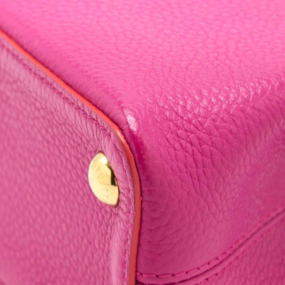 AAA Replica Louis Vuitton LV CAPUCINES BB CALFSKIN PINK/BRIGHT ORANGE GHW