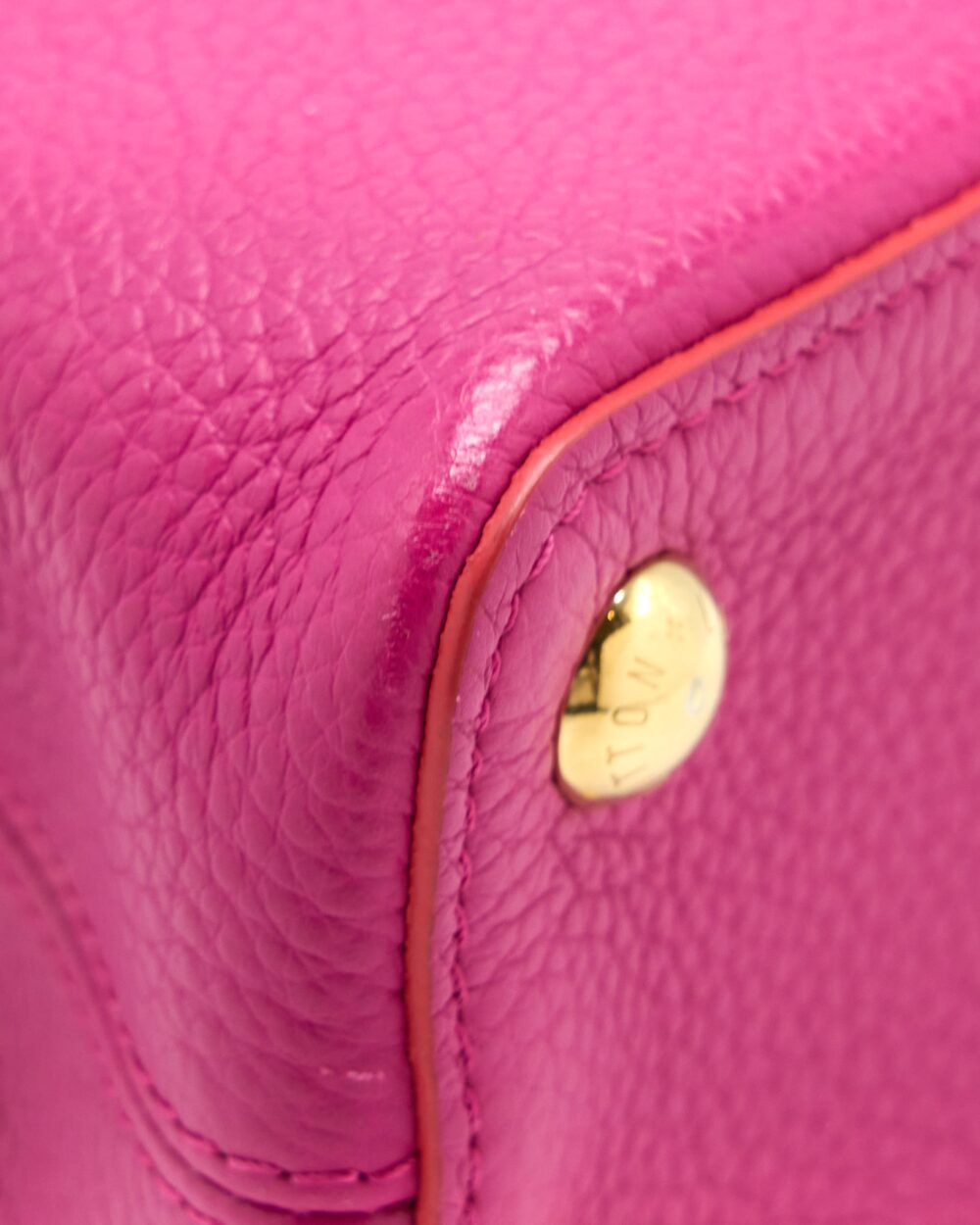 AAA Replica Louis Vuitton LV CAPUCINES BB CALFSKIN PINK/BRIGHT ORANGE GHW