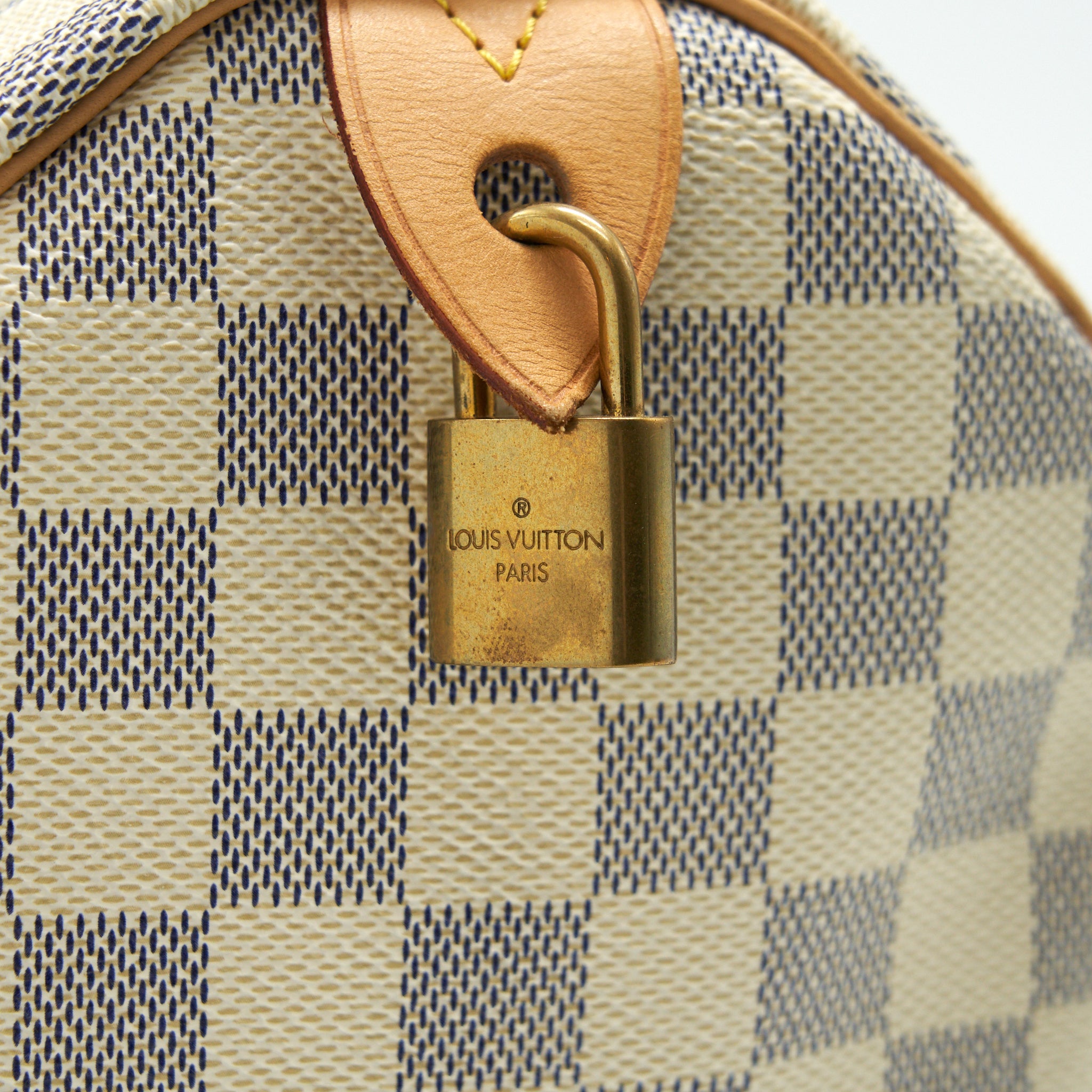AAA Replica Louis Vuitton LV SPEEDY 30 DAMIER AZUR CANVAS HANDBAG