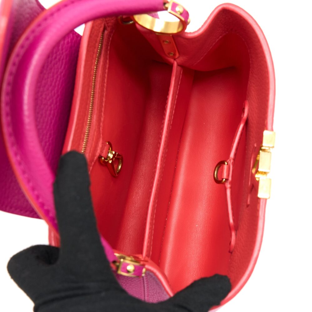AAA Replica Louis Vuitton LV CAPUCINES BB CALFSKIN PINK/BRIGHT ORANGE GHW