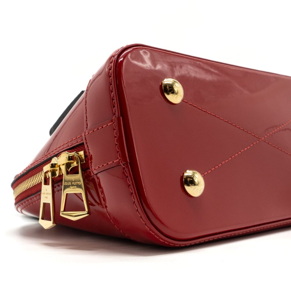AAA Replica Louis Vuitton LV ALMA BB LIMITED EDITION VERNI MIROIR PATENT RED/MONOGRAM CANVAS GHW